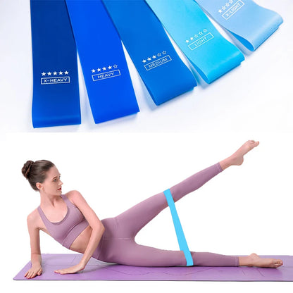 Set of Elastic Resistance Bands for Yoga and Indoor Fitness Training