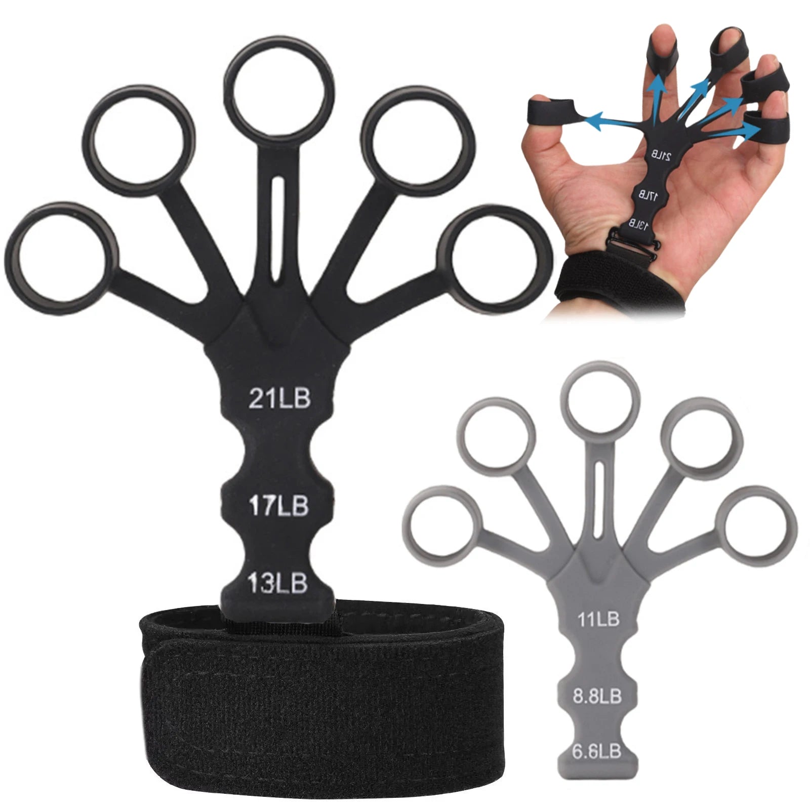 Silicone Finger Exercise Stretcher and Hand Strengthener for Arthritis Grip Training and Rehabilitation